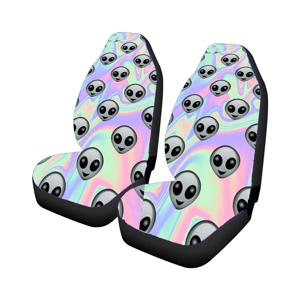 Tie Dye Alien Emoji Car Front Seat Covers
