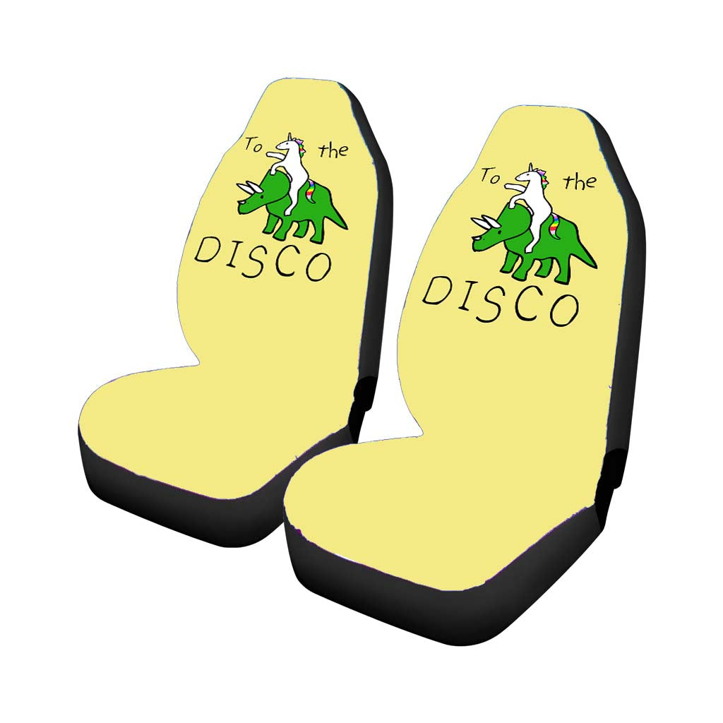 To The Disco Unicorn Rhinoceros Funny Animal Cartoon Car Front Seat Covers