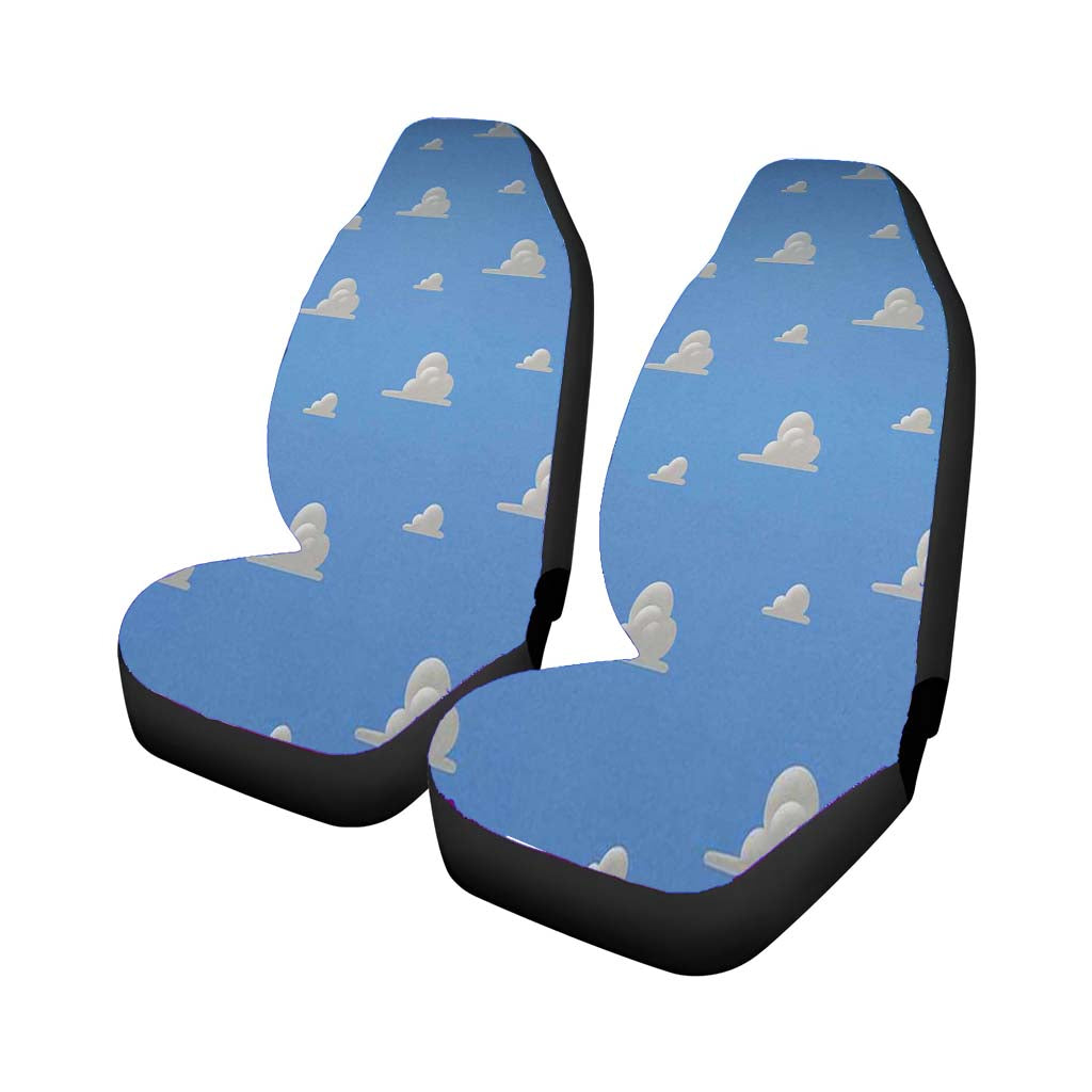 Toy Story Sky Blue Clouds Pattern Car Front Seat Covers