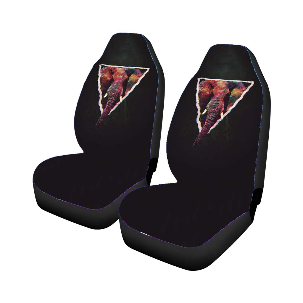 Abstract Elephant Glitch Triangle Car Front Seat Covers