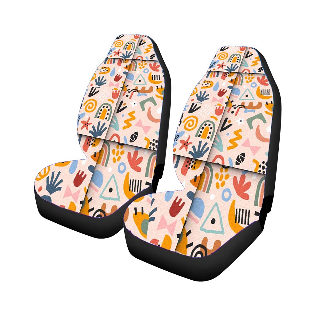 Abstract Havana Patterns Peach Car Front Seat Covers