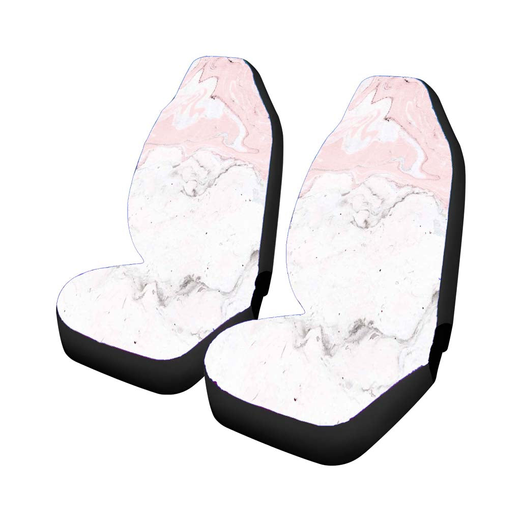 Abstract Pastel Liqiud White Pink Marble Car Front Seat Covers