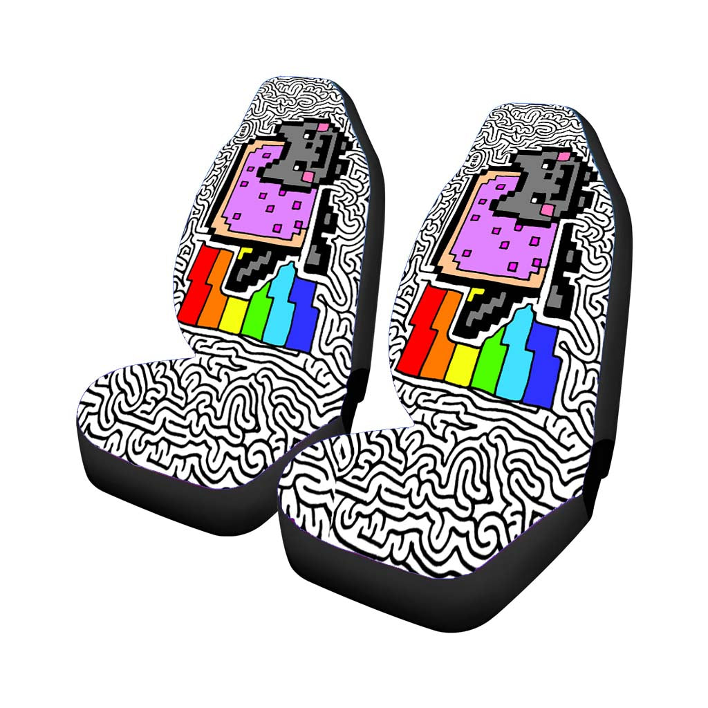 Abstract Rainbow Cute Cat Car Front Seat Covers