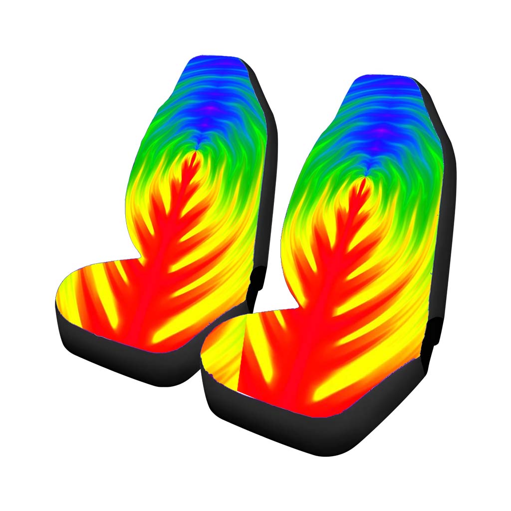 Abstract Trippy Rainbow Plant Car Front Seat Covers