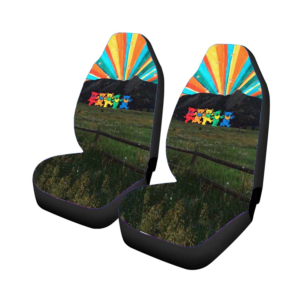 Aesthetic Hippie Art Moutain Bears Car Front Seat Covers