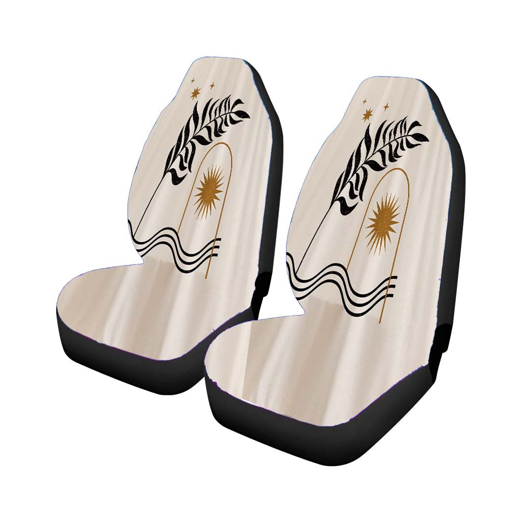 Aesthetic Leaves With Sun Car Front Seat Covers