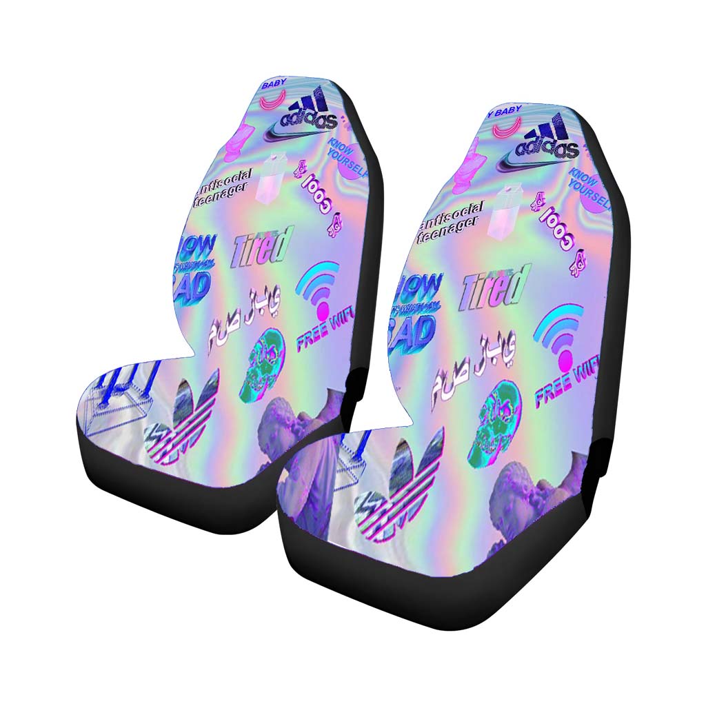 Aesthetic Vaporwave Car Front Seat Covers