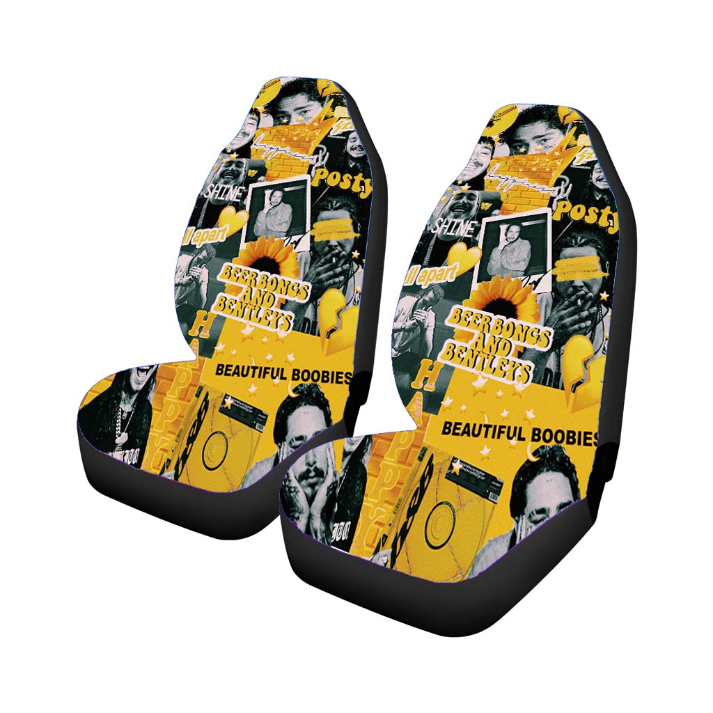 Aesthetic Yellow Post Malone Car Front Seat Covers