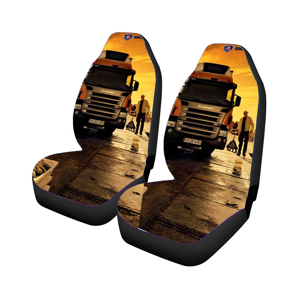 Afternoon Scania Logo Blue Car Front Seat Covers