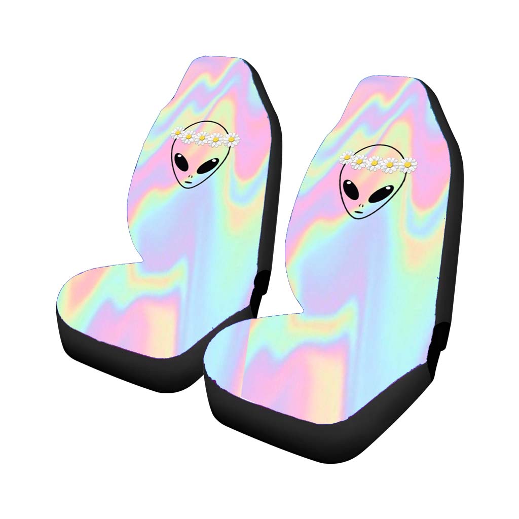 Alien Bandana Flower Holo Watercolor Car Front Seat Covers