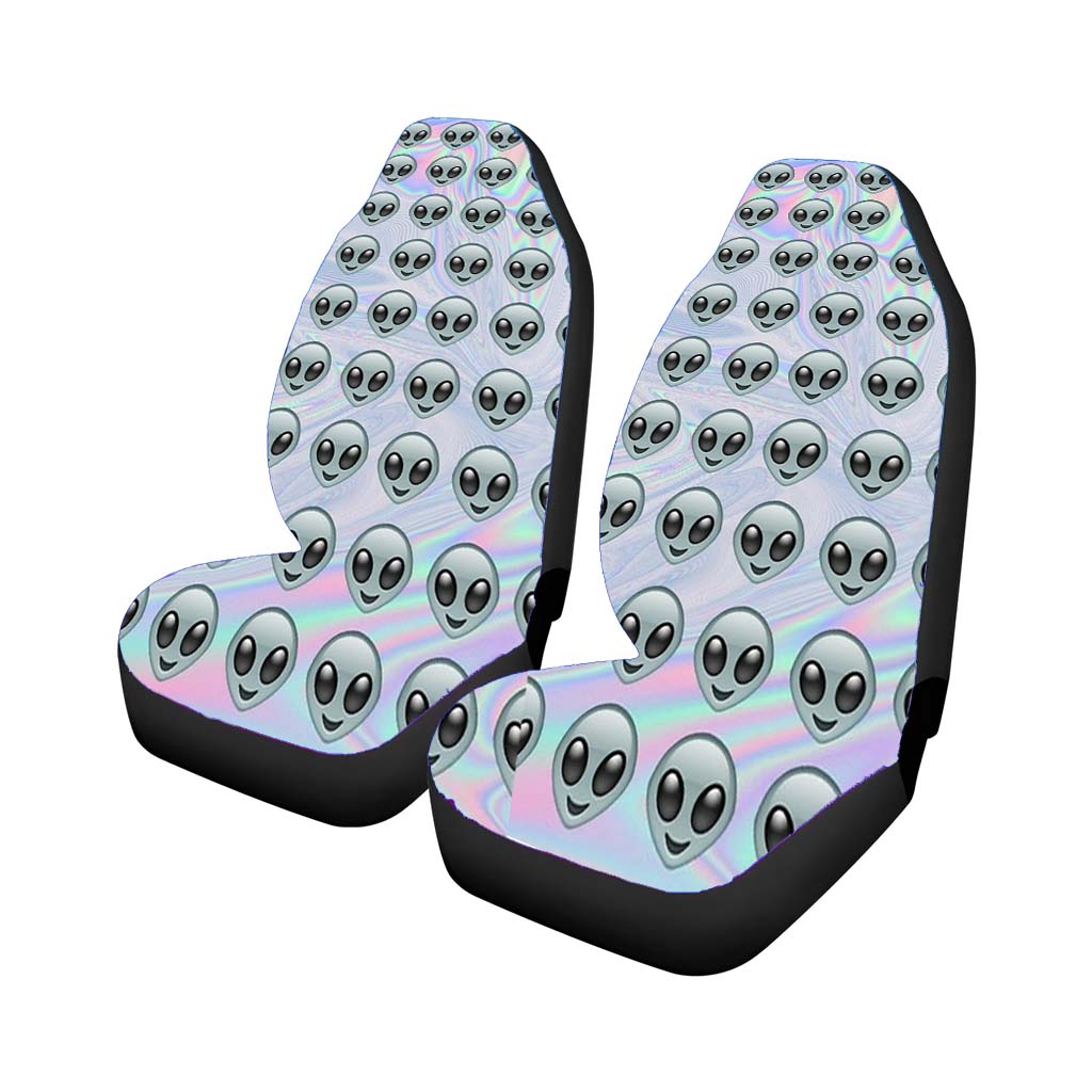 Alien Pattern Emoticon Holo Car Front Seat Covers