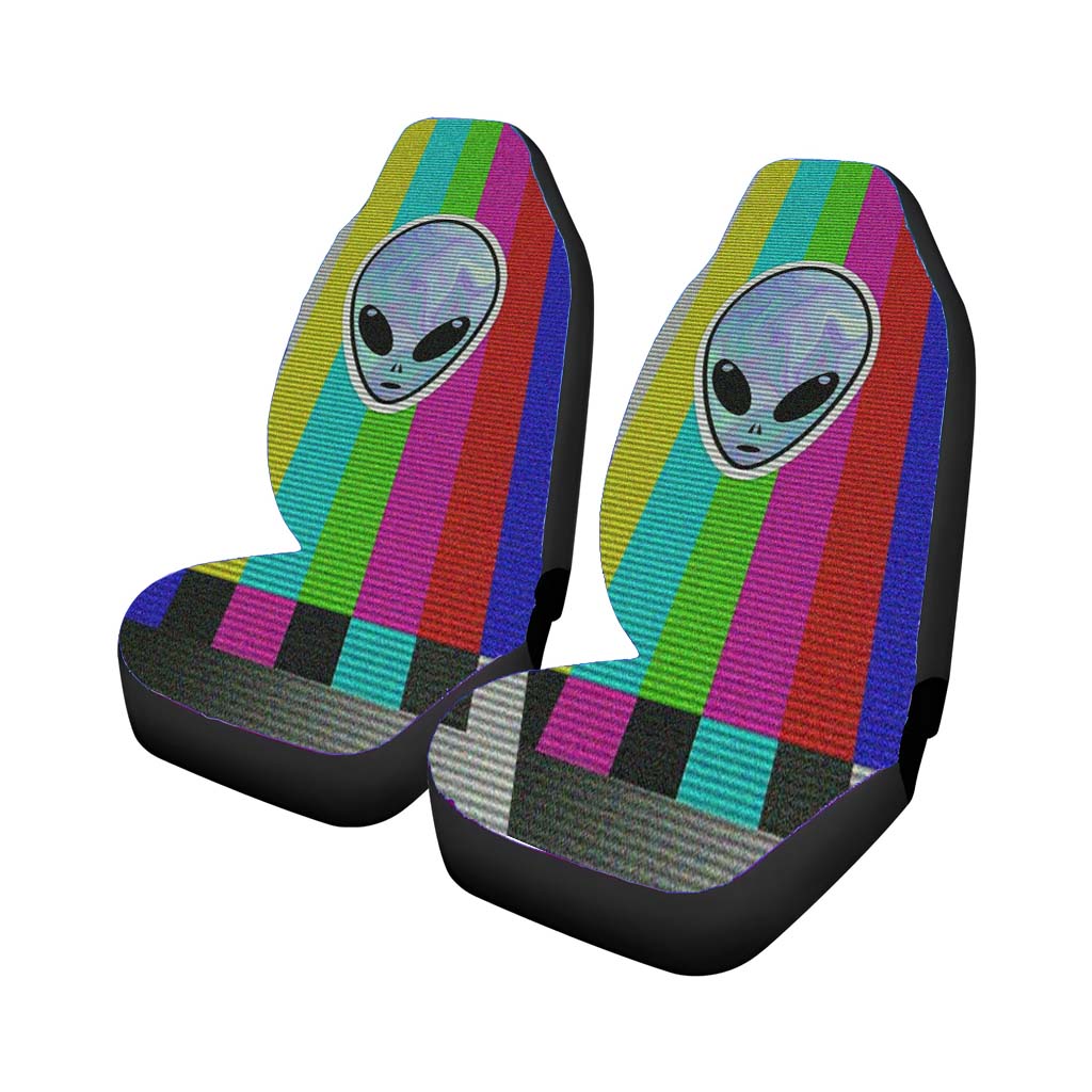 Alien Television Lost Signal Pattern Car Front Seat Covers