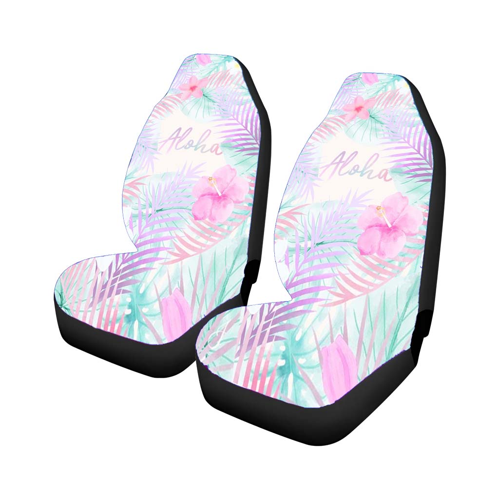 Aloha Leaf And Flower Wallpaper Car Front Seat Covers