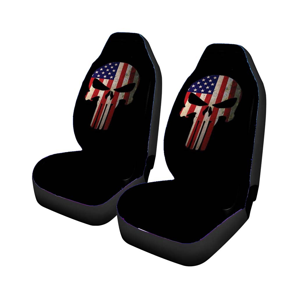 American Flag Punisher Skull Vintage Usa Cool Car Front Seat Covers