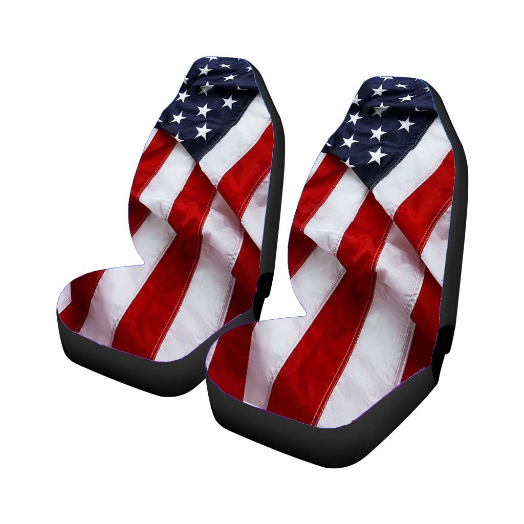 American Flag Ruffled Car Front Seat Covers