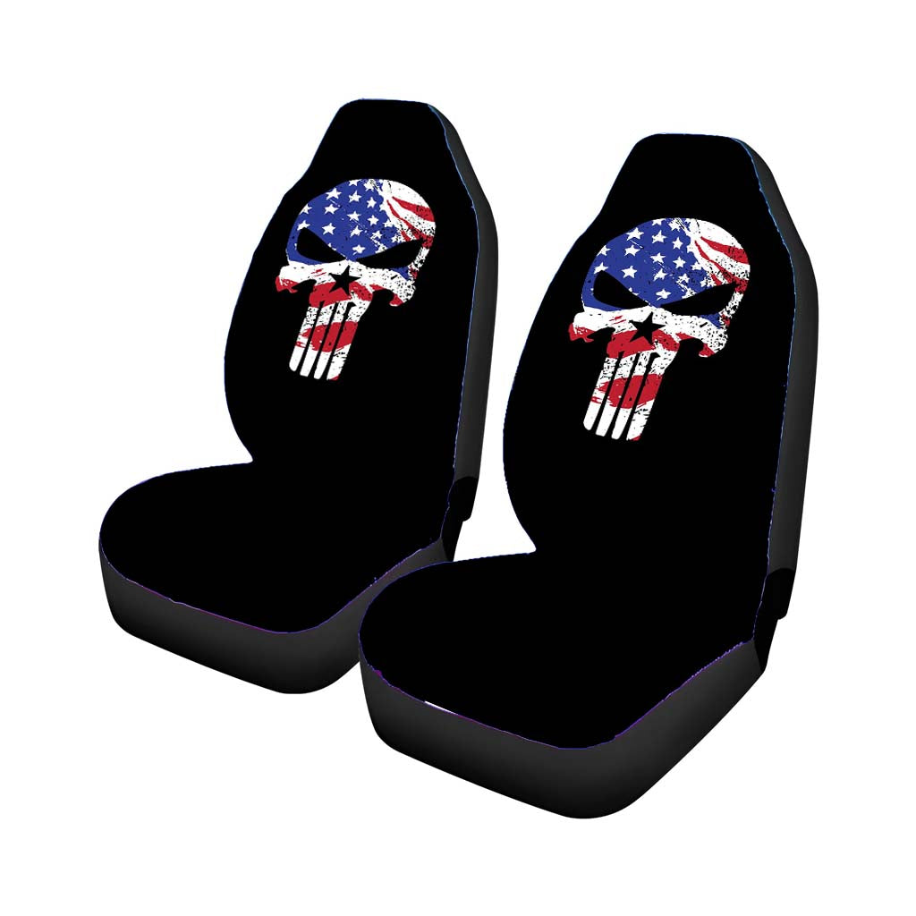 American The Punisher Flag Texture Car Front Seat Covers