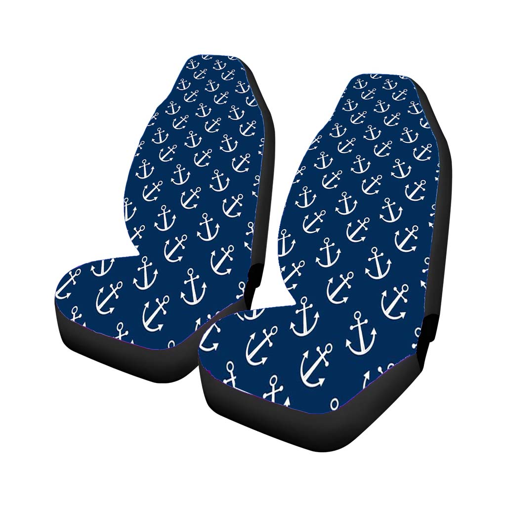 Anchor Pattern Blue Style Car Front Seat Covers