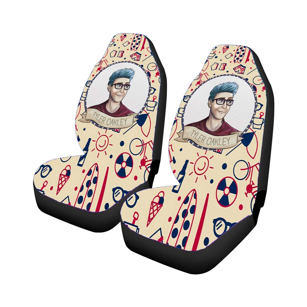 Animated Tyler Oakley Beach Themed Wallpaper Car Front Seat Covers