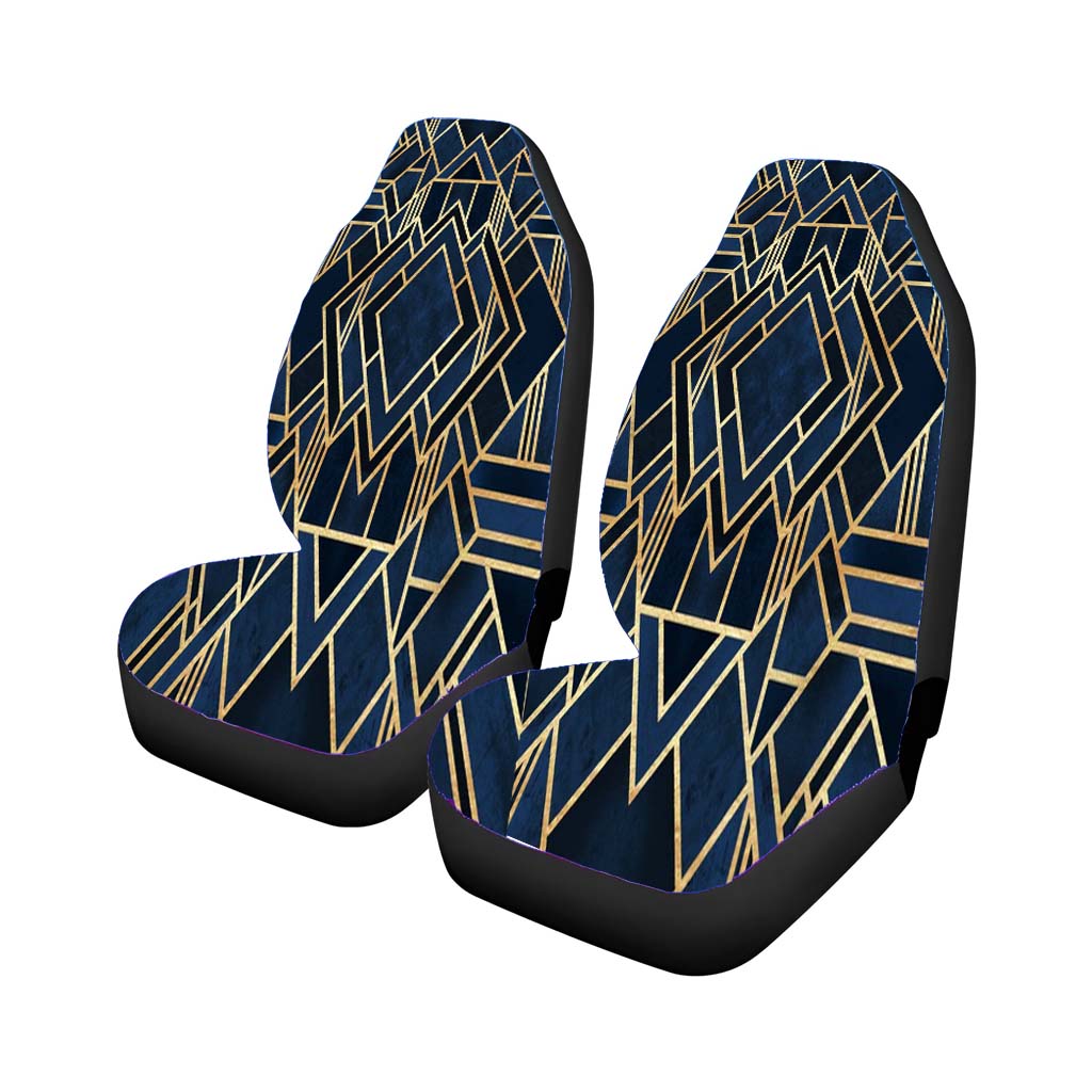 Art Deco Fancy Blue Car Front Seat Covers