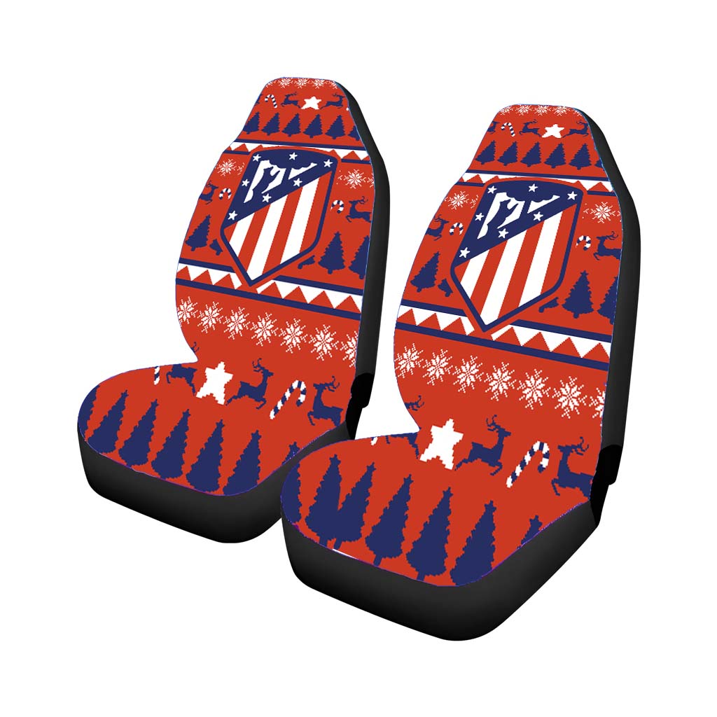 Atletico Madrid Christmas Sweater Car Front Seat Covers