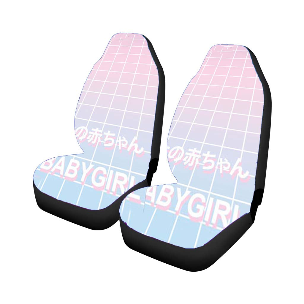 Babygirl Pastel Grid Aesthetics Car Front Seat Covers