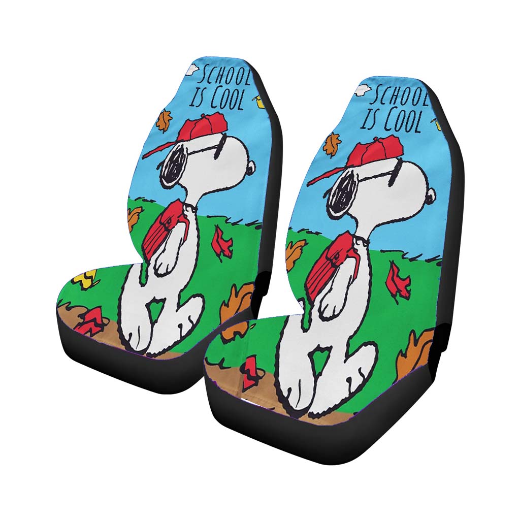 Back To School Snoopy Car Front Seat Covers
