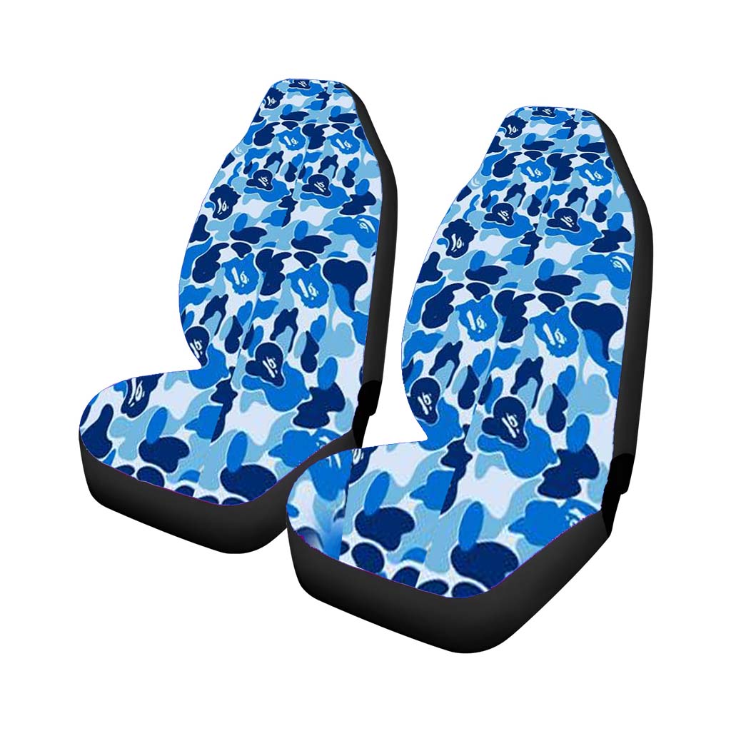 Bape Camo Blue Car Front Seat Covers