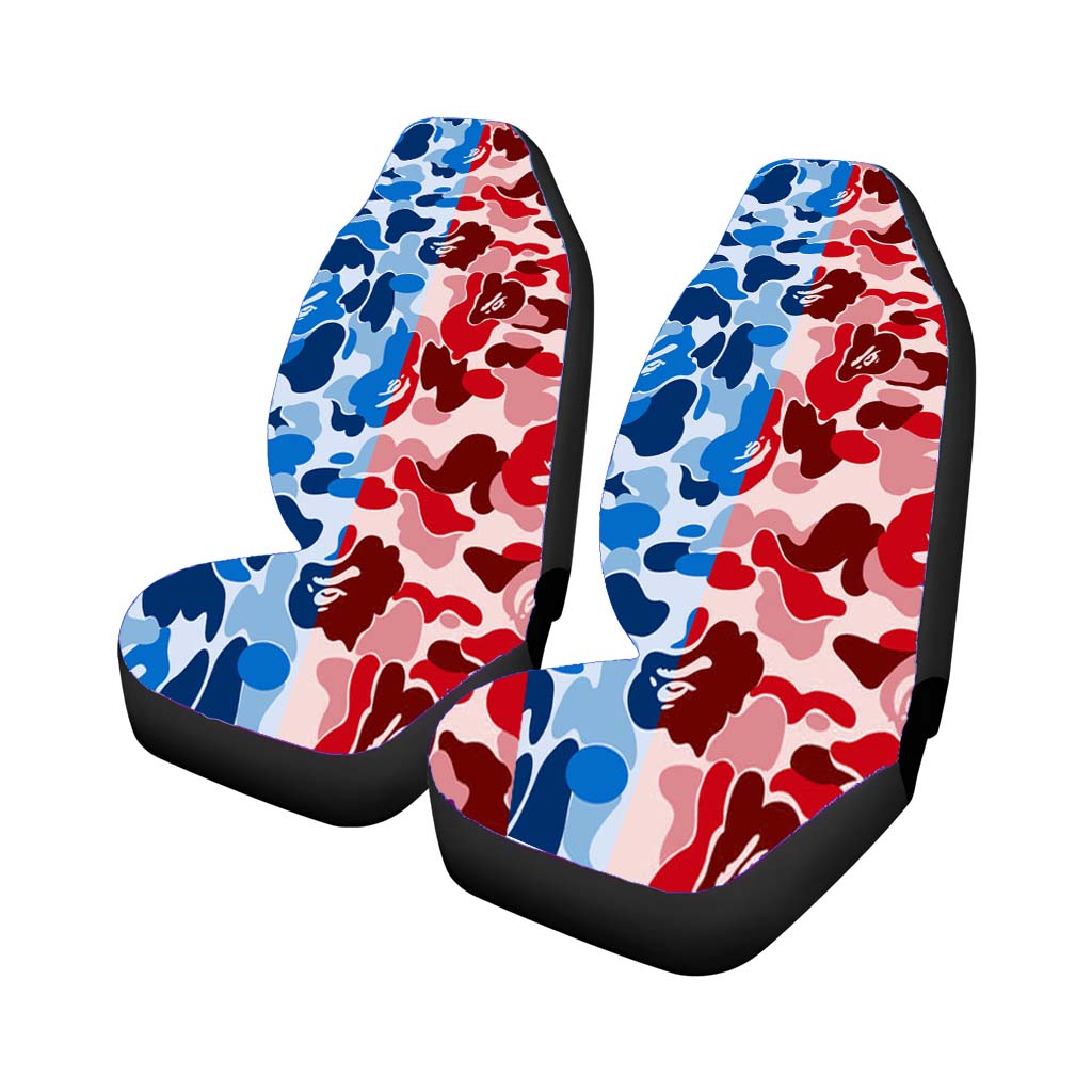 Bape Camo Blue Red Car Front Seat Covers