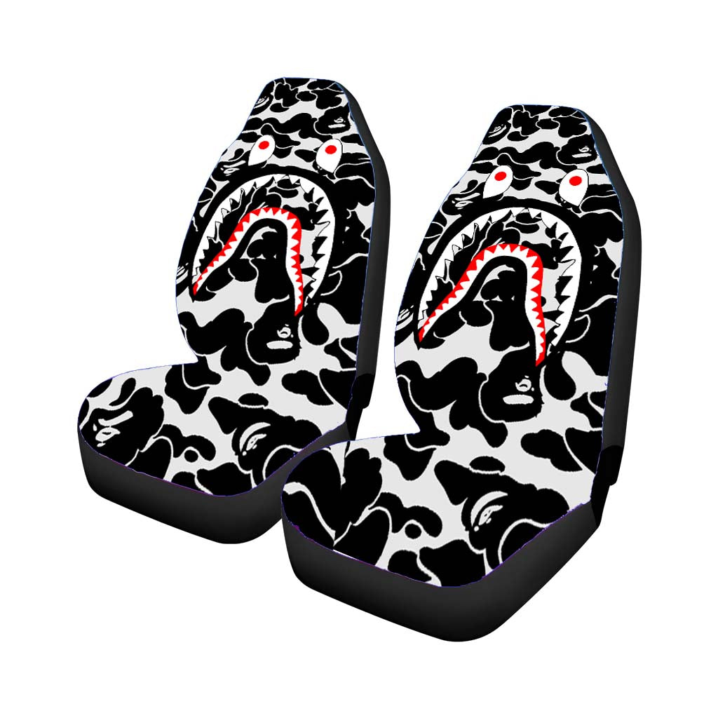 Bape Camo Shark Black Car Front Seat Covers