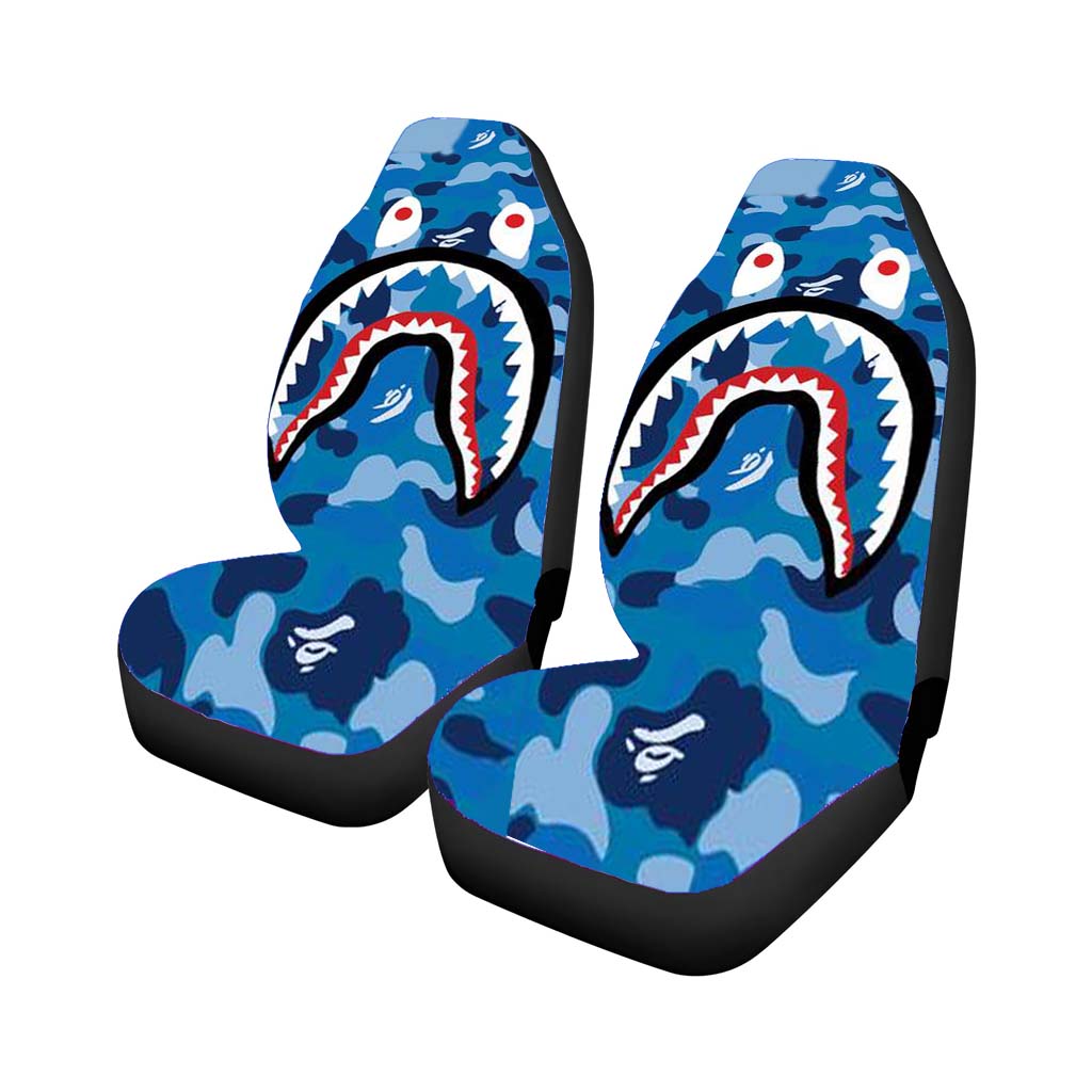 Bape Camo Shark Blue Car Front Seat Covers