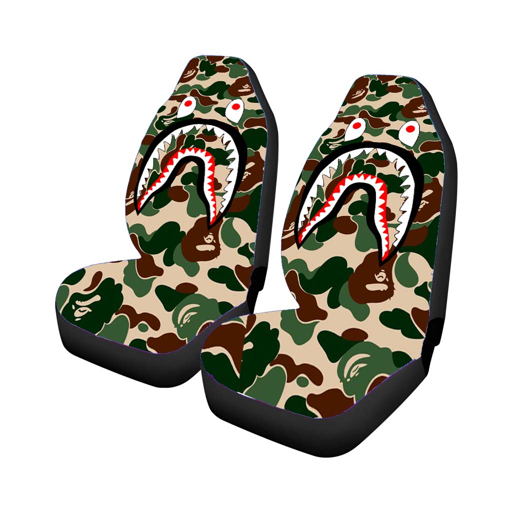Bape Camo Shark Green Car Front Seat Covers