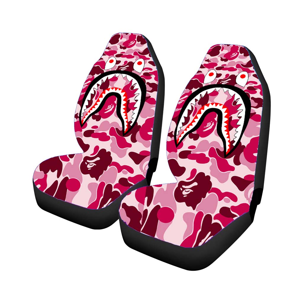Bape Camo Shark Pink Car Front Seat Covers