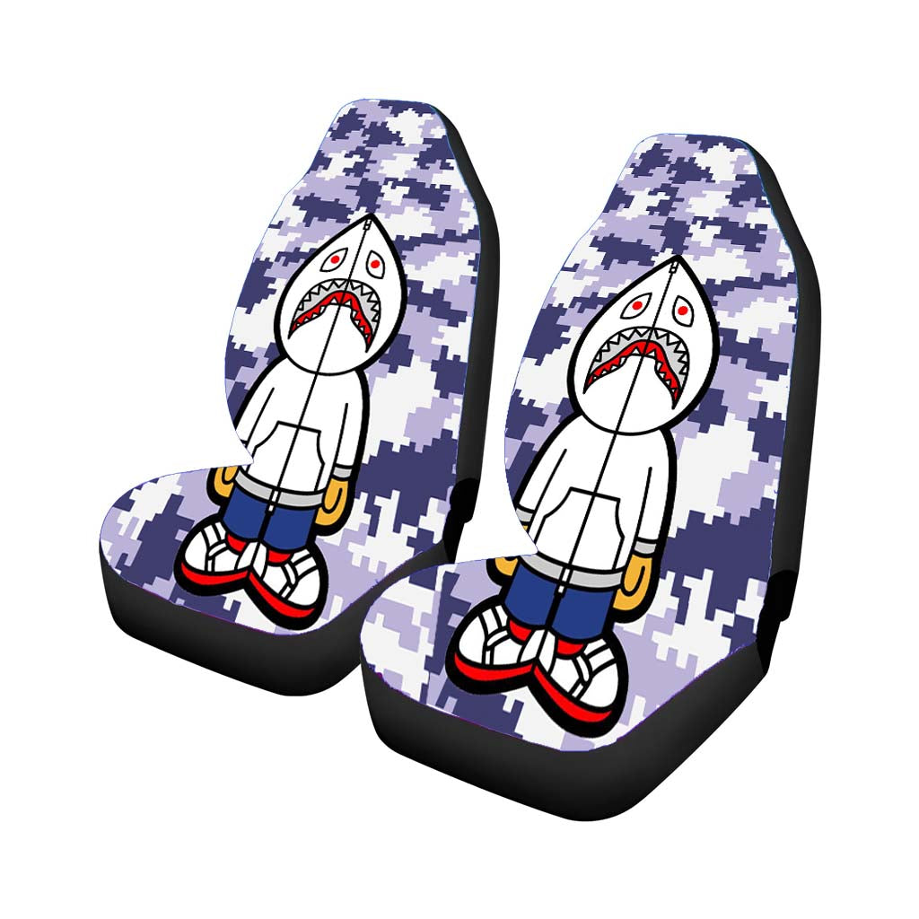 Bape Hoodie Camouflage 8 Bit Blue Purple Background Car Front Seat Covers