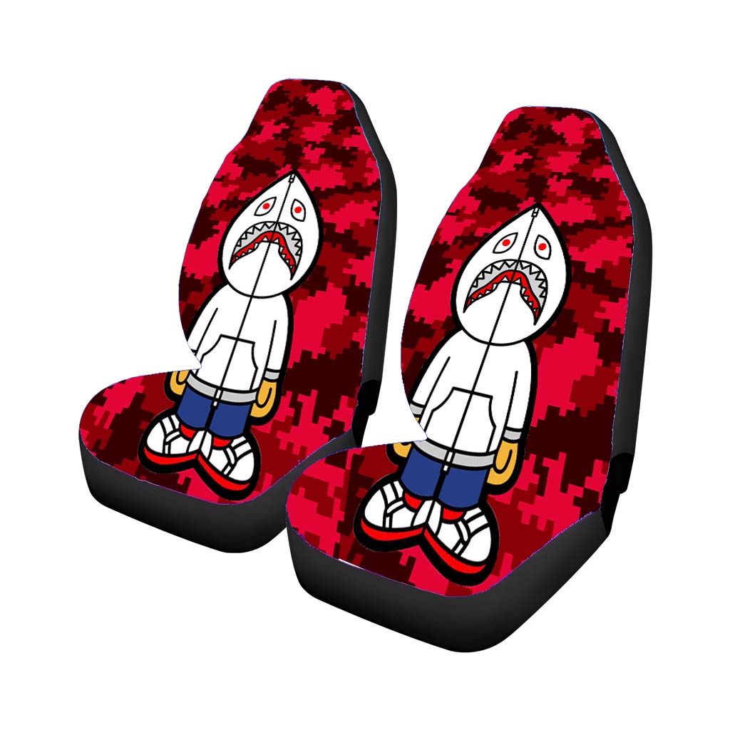 Bape Hoodie Camouflage 8 Bit Red Background Car Front Seat Covers