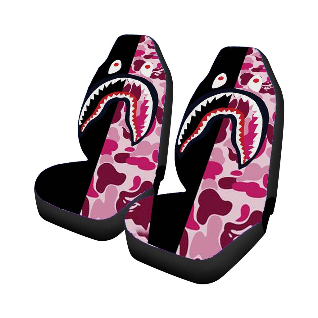 Bape Shark Black Pink Car Front Seat Covers