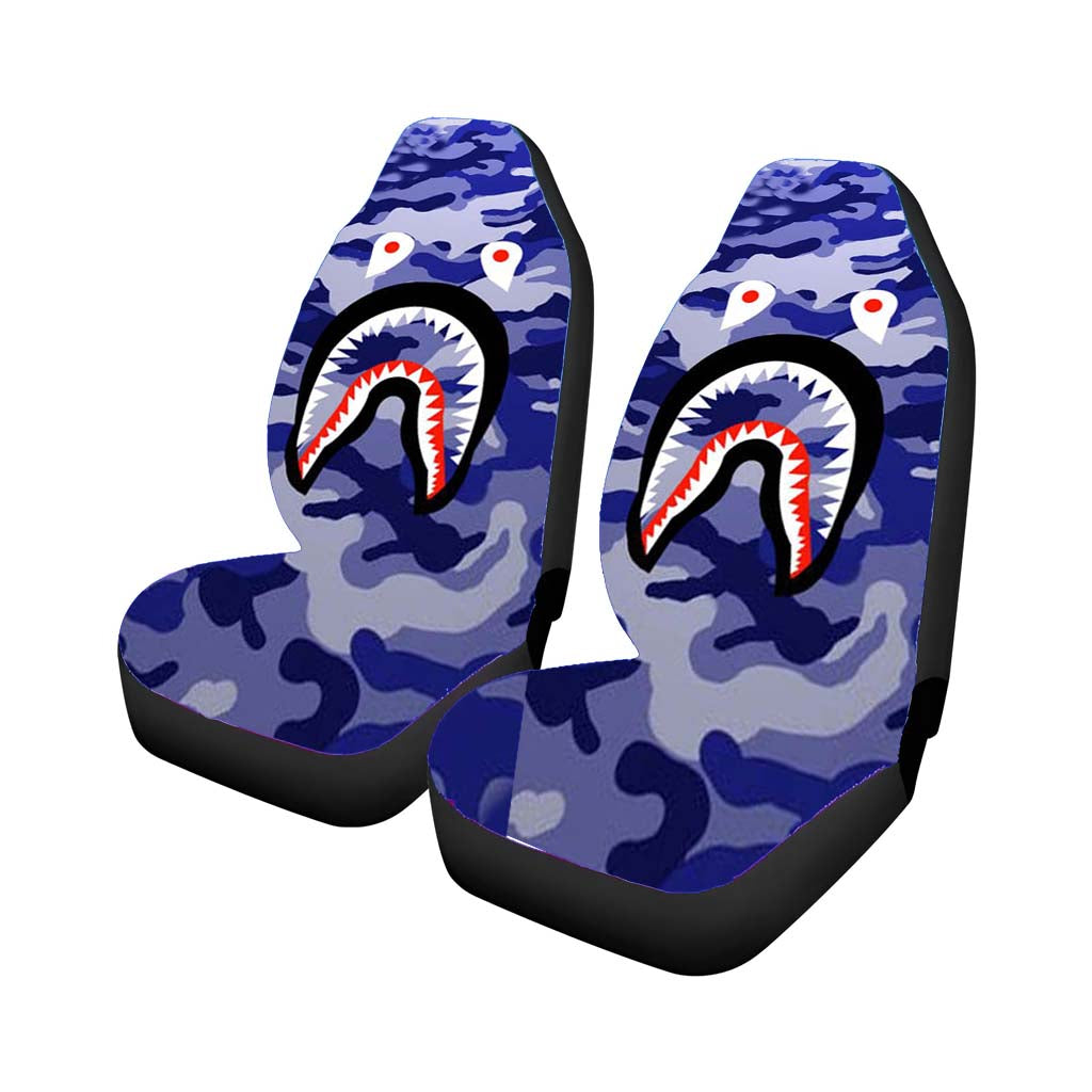 Bape Shark Purple Camo Car Front Seat Covers