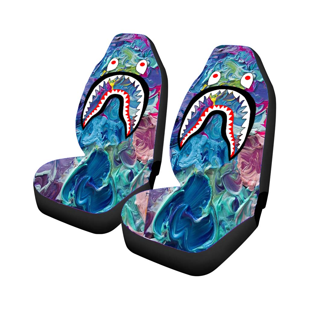 Bape Shark Rainbow Flow Abstraction Car Front Seat Covers