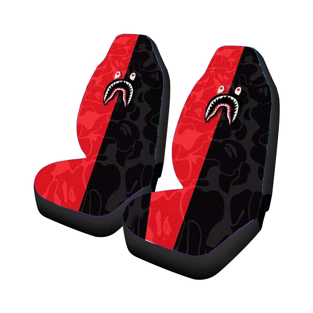 Bape Shark Red Camo Simple Car Front Seat Covers