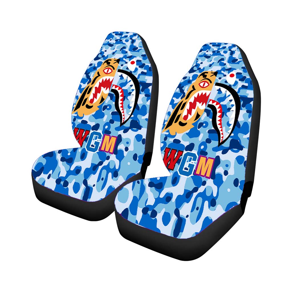 Bape Tiger Shark Blue Car Front Seat Covers