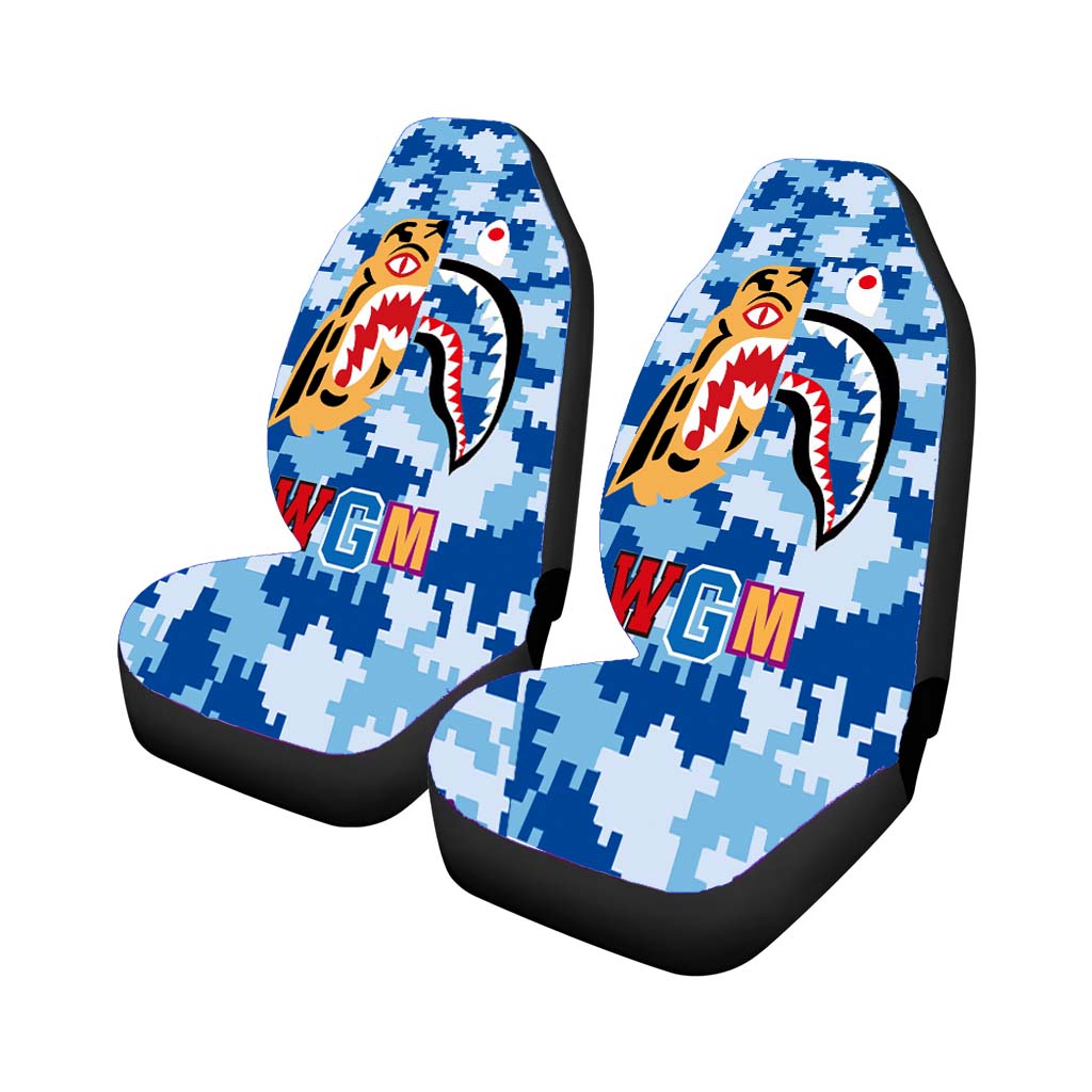 Bape Tiger Shark Blue 8 Bit Car Front Seat Covers