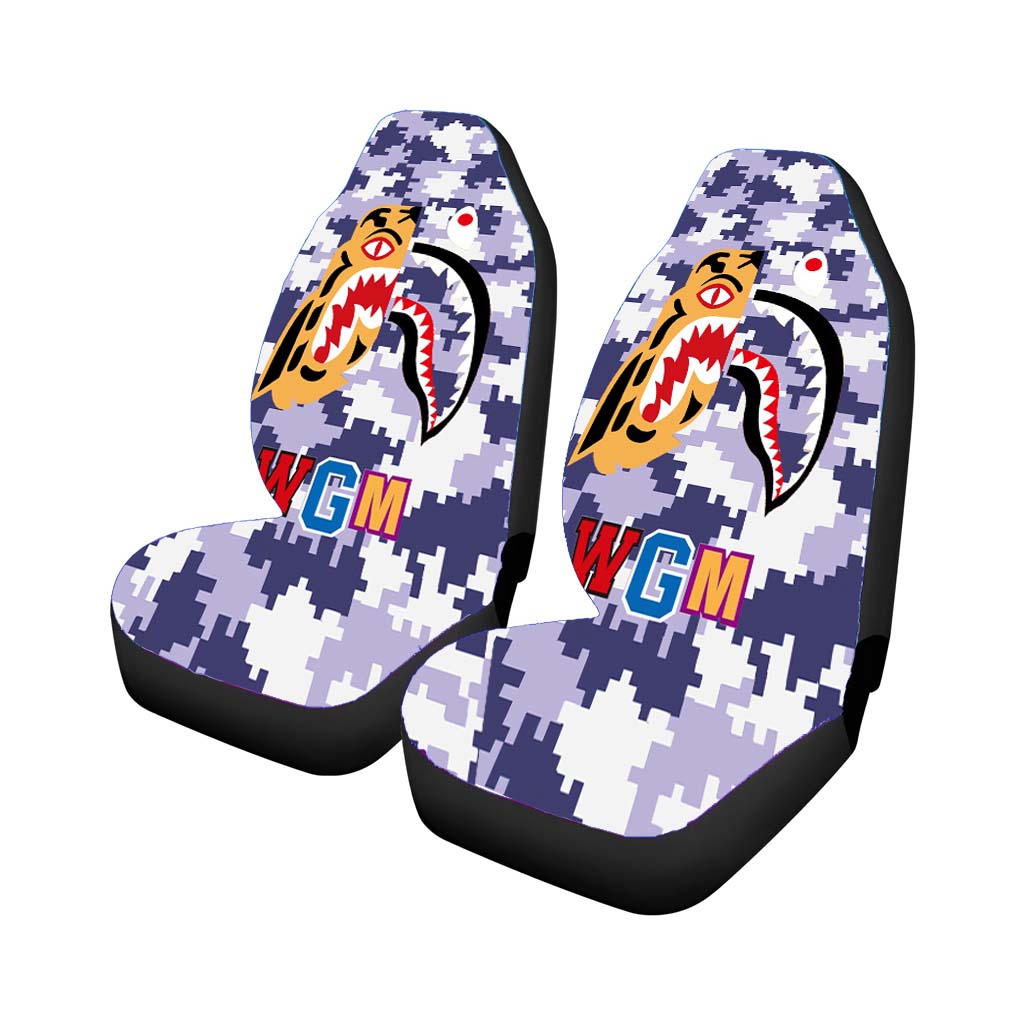 Bape Tiger Shark Blue Purple 8 Bit Car Front Seat Covers