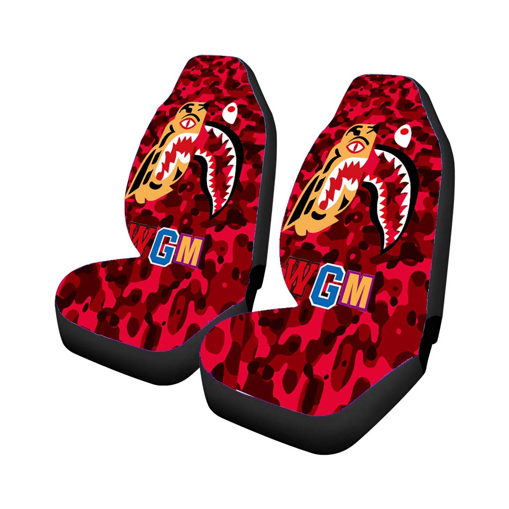 Bape Tiger Shark Red Car Front Seat Covers