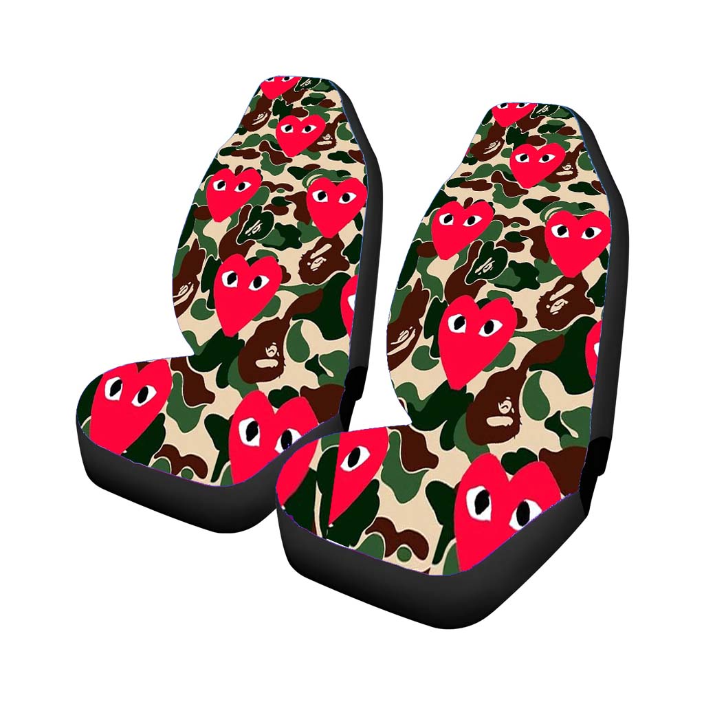 Bape X Comme Des Garcon Camo Car Front Seat Covers