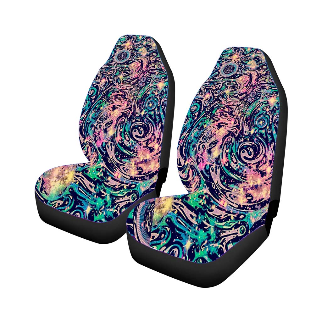 Batik Abstract Art Colorful Car Front Seat Covers