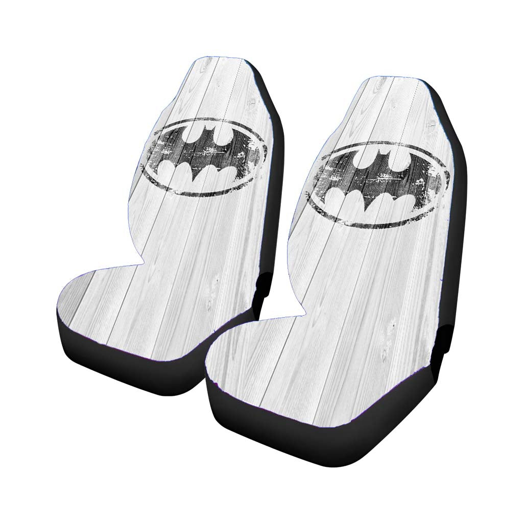 Batman Logo White Wood Wallpaper Car Front Seat Covers