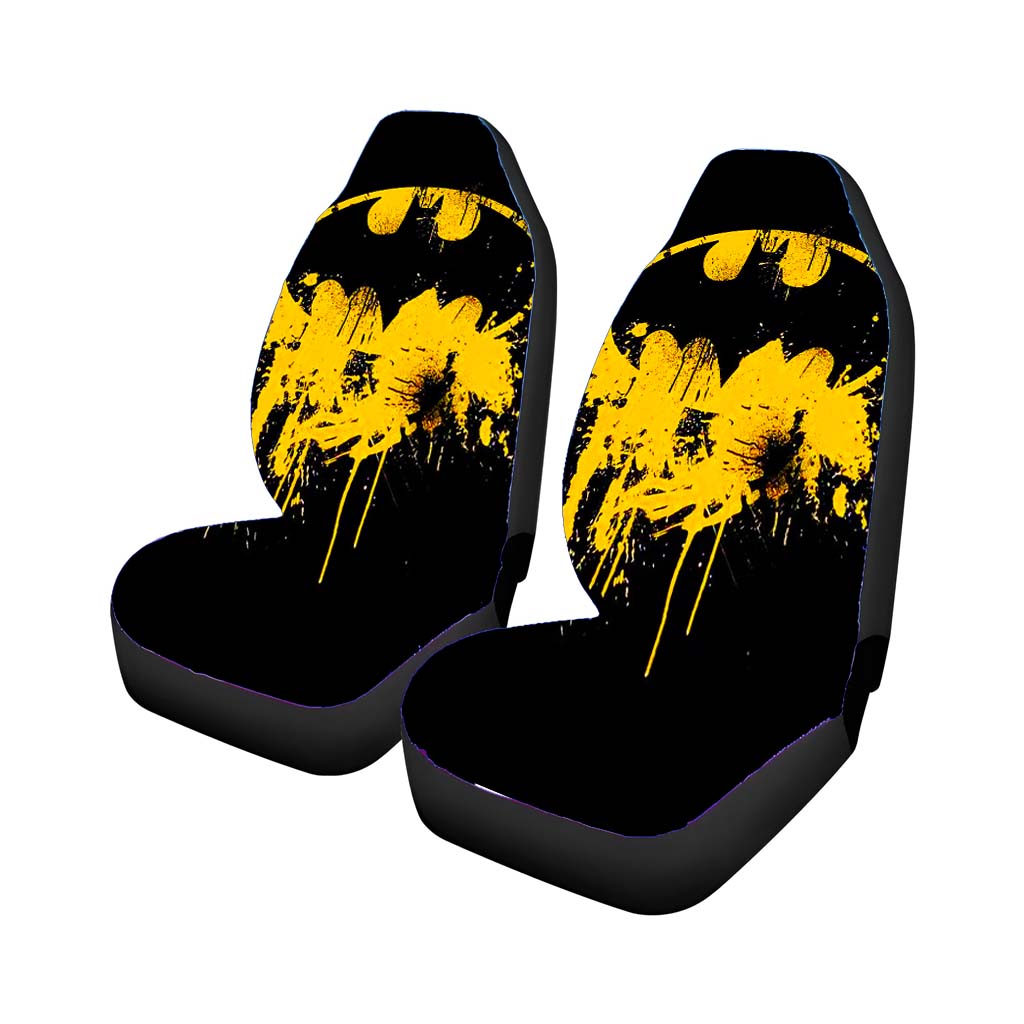 Batman Logo Yellow Paint Car Front Seat Covers