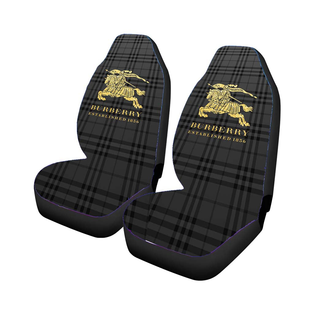 Black Golden Burberry Rear Car Seat Covers