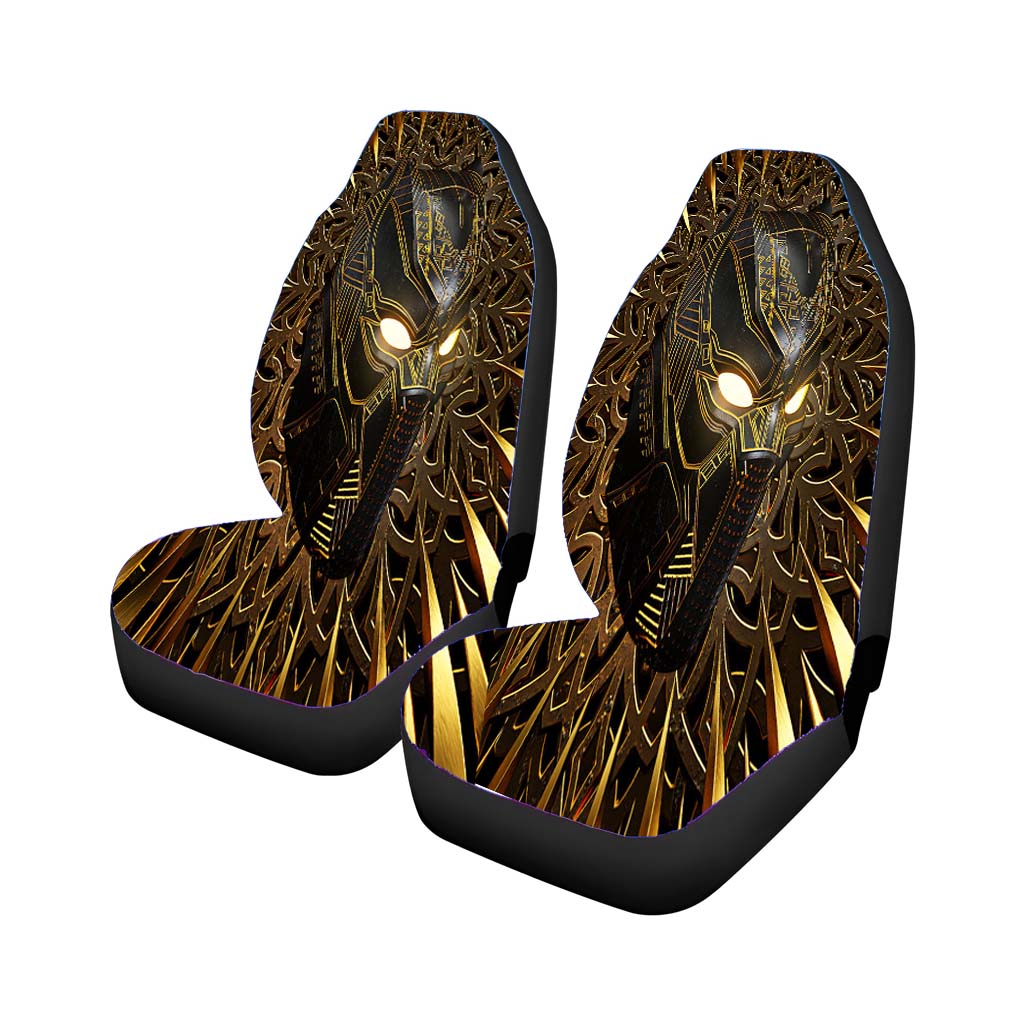 Black Panther Gold Mask Rear Car Seat Covers