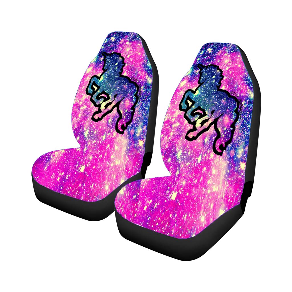 Black Silhouette Unicorn Galaxy Rear Car Seat Covers