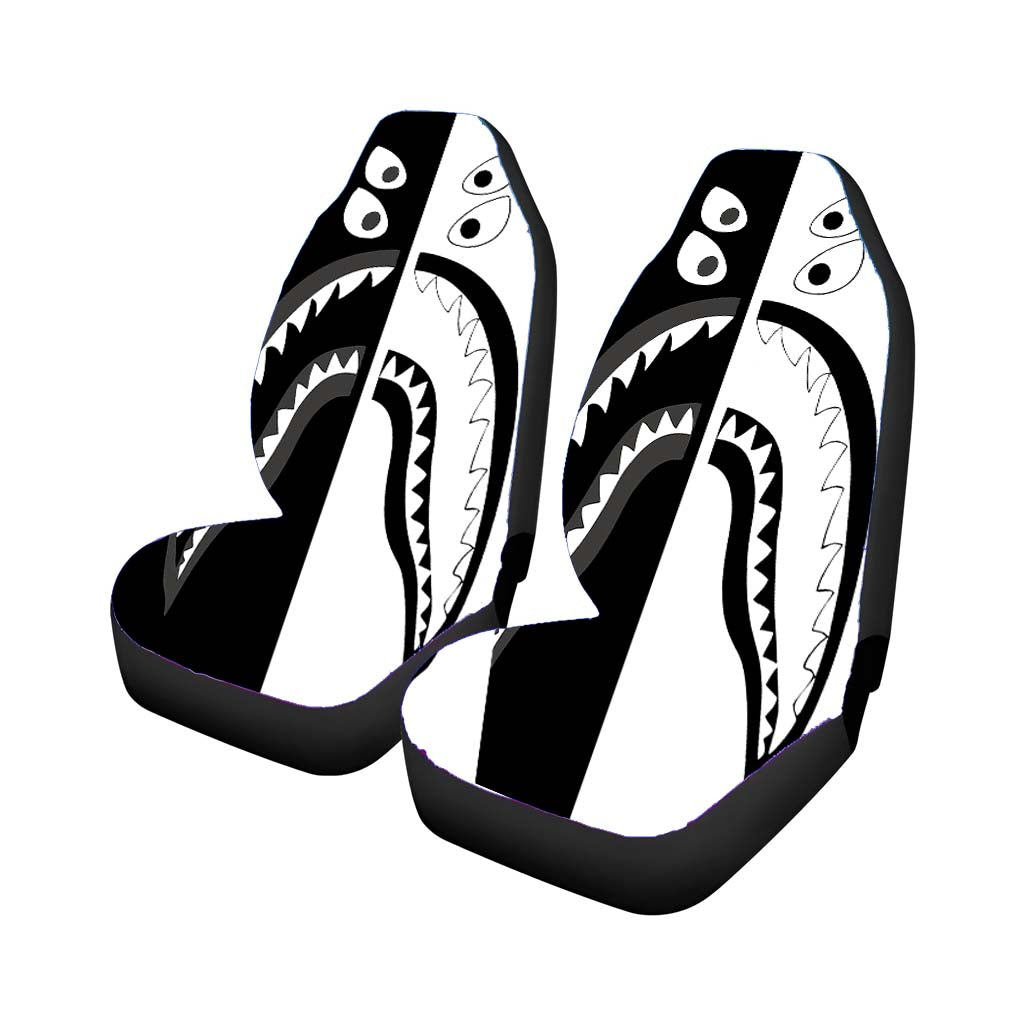 Black White Bape Shark Rear Car Seat Covers